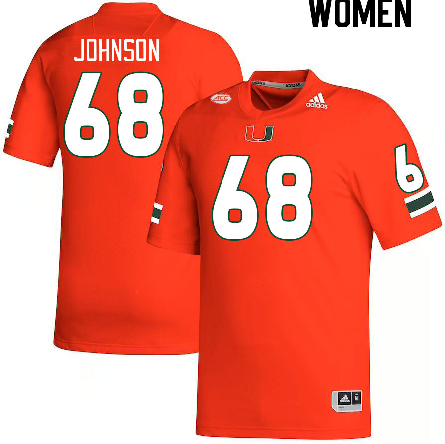 Women #68 Ian Johnson Miami Hurricanes College Football Jerseys Stitched-Orange